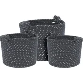 Pojemniki na zabawki - Kosz Pojemnik Worek Na Zabawki Rope Szare Zestaw - miniaturka - grafika 1
