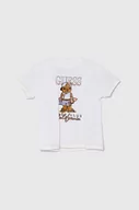Koszulki dla chłopców - Guess t-shirt bawełniany dziecięcy kolor biały z nadrukiem - miniaturka - grafika 1