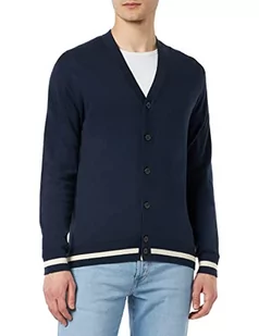Hackett London Męski bawełniany jedwabny sweter kardigan, granatowy, XS - Swetry męskie - miniaturka - grafika 1