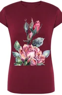 Koszulki i topy damskie - Roża Damski Modny Kolorowy T-Shirt Nadruk Rozm.XXL - miniaturka - grafika 1