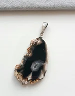 Wisiorki - LUKSUSOWA DUŻA ZAWIESZKA WISIOREK AGAT CZARNY Z DRUZĄ sr. 925 6cm x 3,5cm - miniaturka - grafika 1