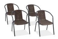 Fotele i krzesła ogrodowe - Zestaw KRZESEŁ Krzesło Ogrodowe SIMPLE Brązowy na Taras metal Komplet 4 szt - miniaturka - grafika 1