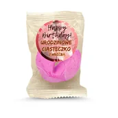 Desery dla dzieci - Ciasteczko z wróżbą z naklejką okrągłą RED "Urodzinowe ciasteczko" 6g PINK - miniaturka - grafika 1