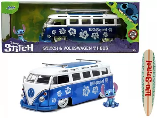 Auto metalowe Volkswagen T1 Bus z figurką Stitch 1:24 253075000 Jada - Samochody i pojazdy dla dzieci - miniaturka - grafika 1