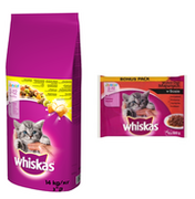 Whiskas Junior Kurczak 14kg + Junior Mięsne Dania w sosie 16x100g 20920-uniw