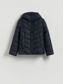 Kurtki damskie - Reserved - Pikowana kurtka z kapturem - granatowy - miniaturka - grafika 1