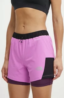 Spodenki damskie - The North Face szorty sportowe damskie kolor fioletowy wzorzyste high waist NF0A7SXRUHO1 - grafika 1