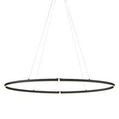 Lampy sufitowe - QAZQA Designerska lampa wisząca czarna owalna 120 cm z LED z 3-stopniową regulacją ściemniania - Ovallo - miniaturka - grafika 1