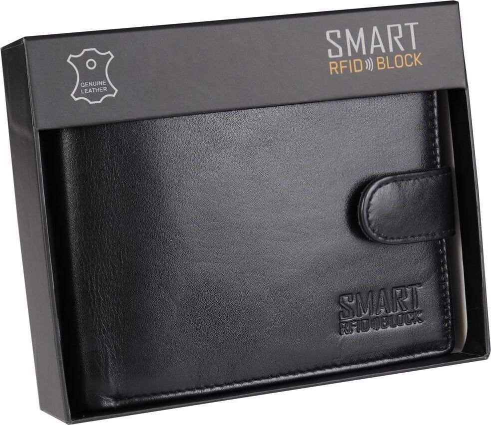 KORUMA Czarny portfel antyRFID - SMART RFID BLOCK SM-905PBL Uniwersalny