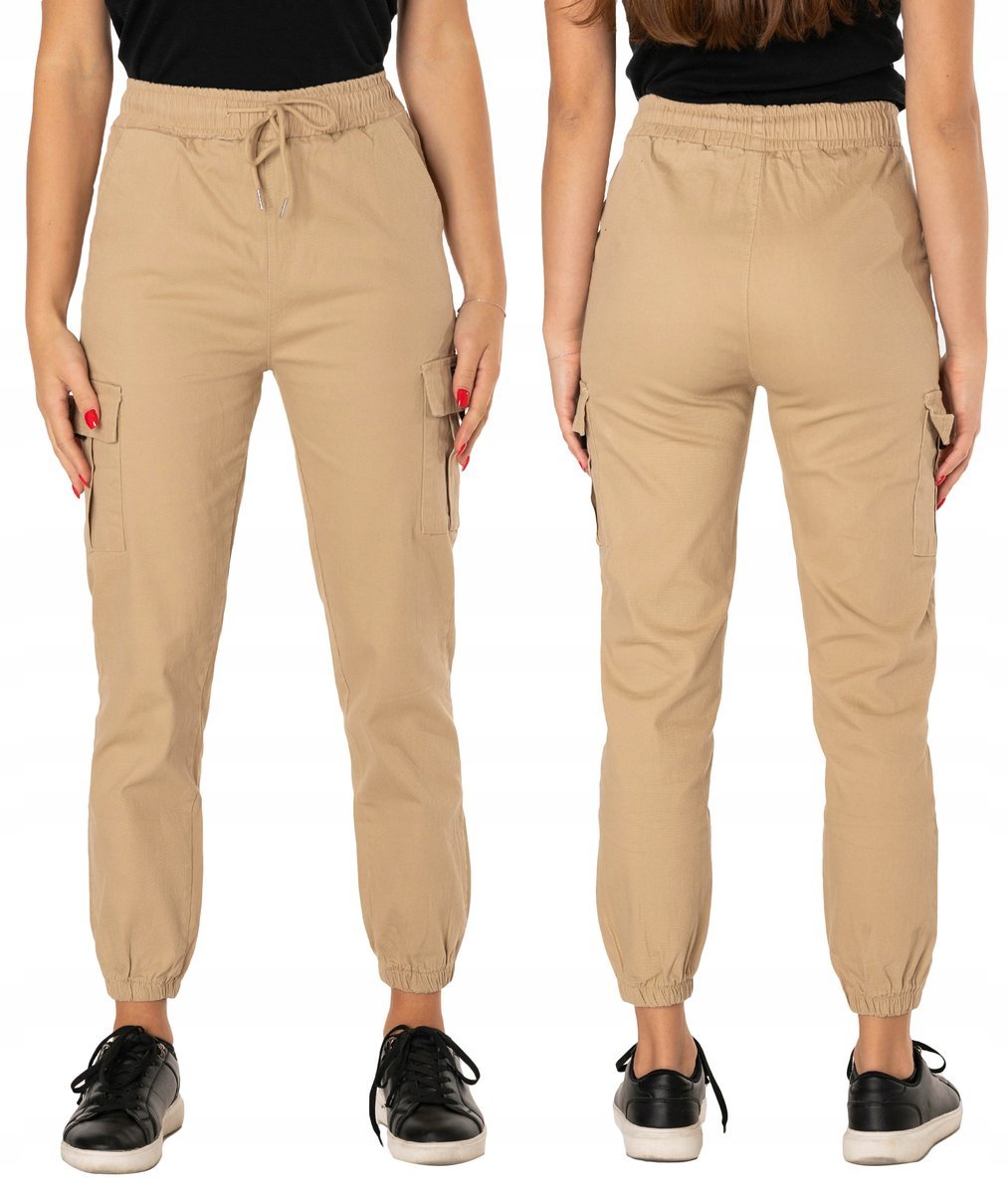 Bojówki Cargo Spodnie Damskie Wysoki Stan LQ010 30