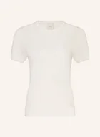 Koszulki i topy damskie - Calvin Klein Dzianinowa Koszulka weiss - miniaturka - grafika 1