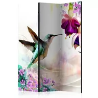 Parawany - Parawan 3-częściowy - Kolibry i kwiaty [Room Dividers] (rozmiar 135x172) - miniaturka - grafika 1