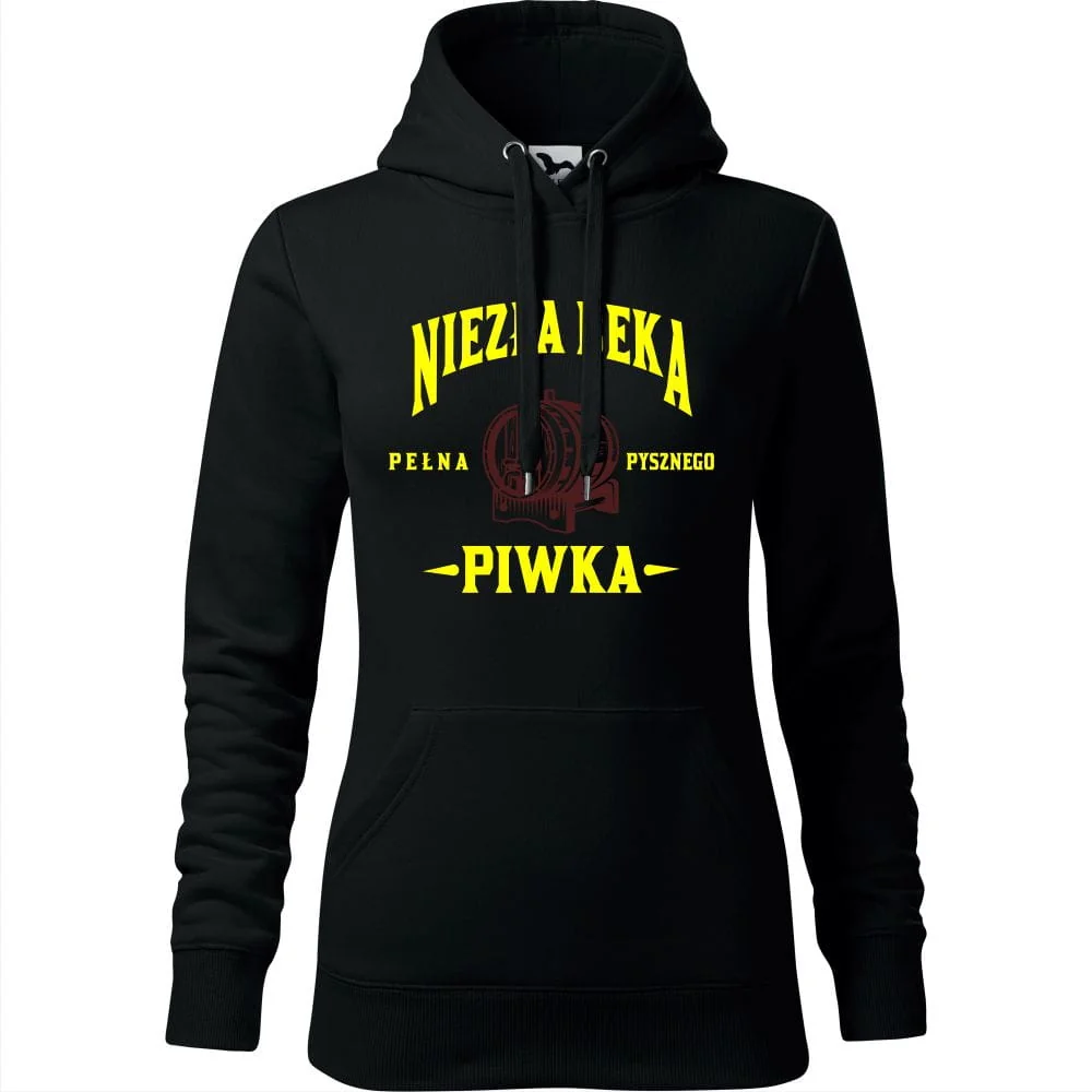 Damska Bluza Z Kapturem - Niezła Beka Pełna Pysznego Piwka Czarny 2xl