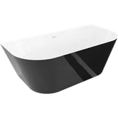 Wanny - Mexen Oval Slim wanna wolnostojąca przyścienna 170 x 80 cm, biała/czarna, przelew biały - 52661708075-20 - miniaturka - grafika 1