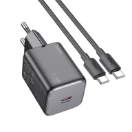 Akcesoria do smartwatchy - HOCO ładowarka sieciowa Typ C + kabel Typ C do Typ C QC PD 20W N40 czarna - miniaturka - grafika 1