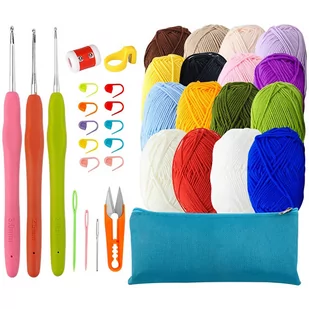 Włóczka do szydełkowania zestaw do szydełkowania 36 el. szydełka akcesoria etui - Pasmanteria - miniaturka - grafika 1