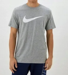 Koszulka męska Nike Swoosh T-shirt szary DX1983-063 r. L - Koszulki męskie - miniaturka - grafika 1