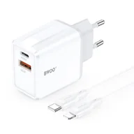 Ładowarki samochodowe - BWOO ład siec CDA182 QC 38W USB USB-C biały + kabel Lightning 1m - miniaturka - grafika 1