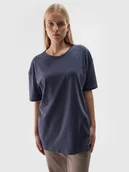 Koszulki męskie - 4F T-shirt oversize gładki uniseks - granatowy S - miniaturka - grafika 1