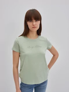 Koszulki i topy damskie - Koszulka damska z dodatkiem bawełny z recyklingu miętowa Violet 300 - grafika 1