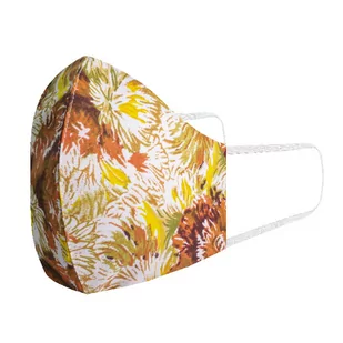 Maseczka wykonana z bawełny - dziubek - profilowana - pomarańczowa w kwiaty EM 17 - EM Men's Accessories - Maseczki ochronne i antywirusowe - miniaturka - grafika 1