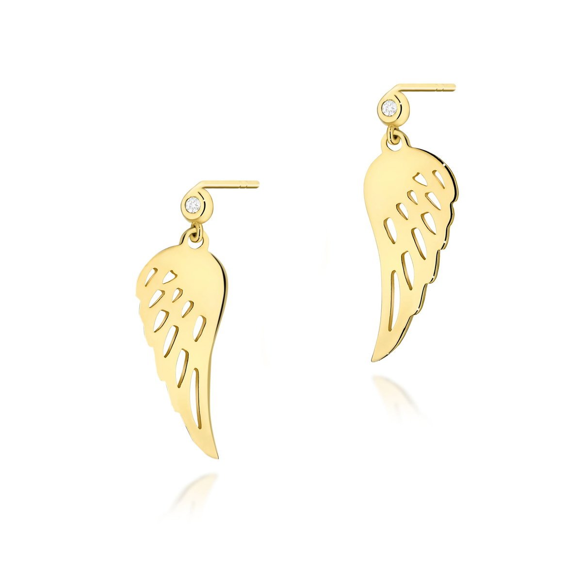 Złote kolczyki K0050 Diament 2 x 0,0145ct żółte złoto pr. 585