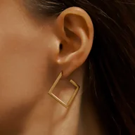 Kolczyki - Kolczyki damskie złote duże romby geometryczne ze stali chirurgicznej - miniaturka - grafika 1