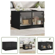 Ławy i stoliki kawowe - The Living Store Stolik kawowy ze szklanymi drzwiami czarny 68x50x42 cm - miniaturka - grafika 1