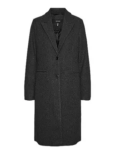 VERO MODA Damski płaszcz VMBLAZA Long Wool Coat BOOS, ciemny szary melanż, M - Płaszcze damskie - miniaturka - grafika 1