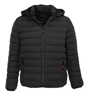Kurtka Jesienno-Zimowa Czarna z Kapturem, Delikatnie Ocieplana, Pikowana, Męska -PAKO JEANS - Pako Jeans - Kurtki męskie - miniaturka - grafika 1