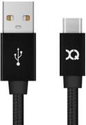 Kable USB - Xqisit Kabel Sznurkowy antysplątaniowy USB-C Typu C 180cm CZARNY TWORZYWO SZTUCZNE 40662 - miniaturka - grafika 1