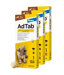 ELANCO 3xAdTab 56mg tabletki na pchły i kleszcze dla psów 1,3-2,5 kg - Artykuły przeciw pasożytom - miniaturka - grafika 1