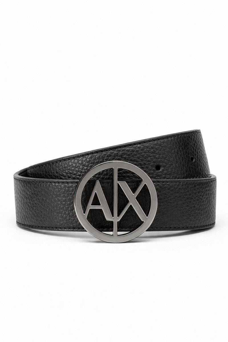 ARMANI EXCHANGE CZARNO BIAŁY PASEK DWUSTRONNY Z LOGO 85 1I4A