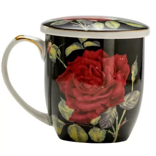 Marco Polo SJ Kubek Porcelanowy Z Zaparzaczem I Pokrywką Czerwona Róża Czarny 420 Ml Wh - Kubki - miniaturka - grafika 1