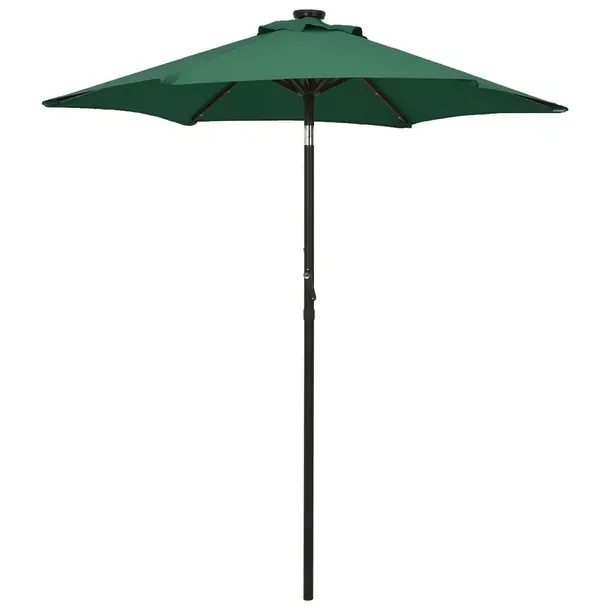 Parasol ogrodowy 200 x 211 cm zielony i ciemnoszary z 12 lampkami LED