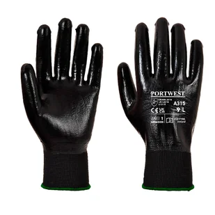 PORTWEST A315 RĘKAWICA ALL-FLEX GRIP POWLEKANA NITRYLEM; CZARNY - Rękawice robocze - miniaturka - grafika 1