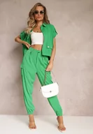 Komplety damskie - Zielony 2-częściowy Komplet z Bluzką i Spodniami Ezrala - miniaturka - grafika 1