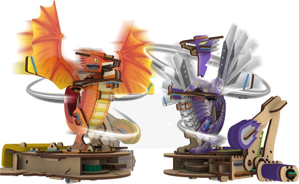 UGEARS Smartivity Drewniane Mechaniczne Puzzle 3D - Starcie Smoków