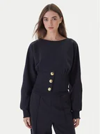 Bluzy damskie - PINKO Bluza Mantovana 105612 A2TC Granatowy Regular Fit - miniaturka - grafika 1