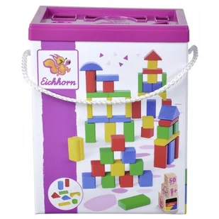 Eichhorn Klocki Kolorowe w wiaderku 50 sztuk - Klocki - miniaturka - grafika 1