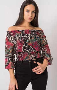 Bluzka hiszpanka bordowa DHJ-BZ-15175.05P, Kolor bordowy-wzór, Rozmiar uniwersalny, ITALY MODA - Primodo.com - Bluzki damskie - miniaturka - grafika 1