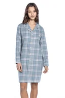 Bielizna nocna - Flanelowa koszula damska ANABEL Jasnoniebieski XL - miniaturka - grafika 1
