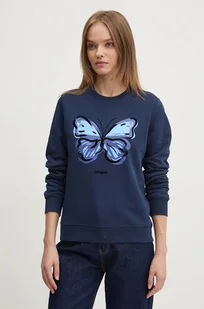 Desigual bluza bawełniana BUTTERLY damska kolor granatowy z nadrukiem 24WWSK05 - Bluzy damskie - miniaturka - grafika 1