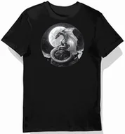 Koszulki męskie - Koszulka męska czarna z nadrukiem smoka srebrnego S - miniaturka - grafika 1