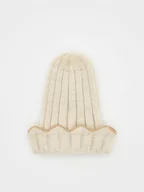 Czapki dla dzieci - Reserved - Dzianinowa czapka z metalizowaną nicią - złamana biel - miniaturka - grafika 1