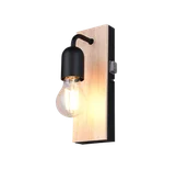 Lampy ścienne - ARTURO 284470132 kinkiet łazienkowy z elementem z drewna i włącznikiem 1xE27 IP44 wykończenie czarne - miniaturka - grafika 1