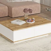 Ławy i stoliki kawowe - Stolik kawowy z 2 drzwiczkami - Jasny naturalny i biały - LOTULA - miniaturka - grafika 1