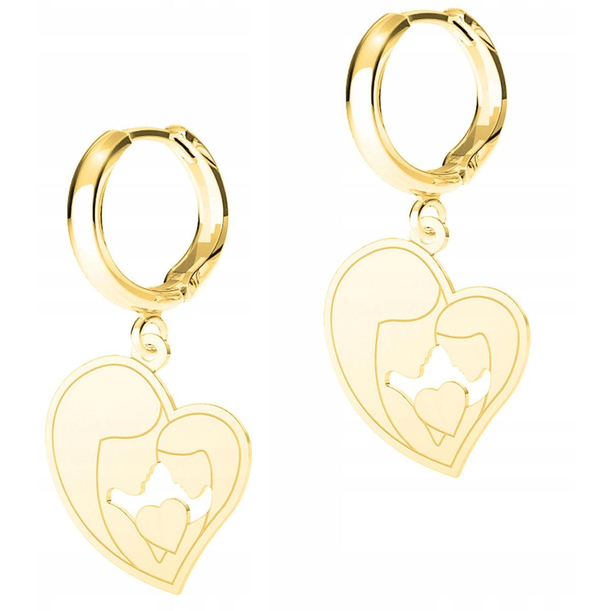Złote Kolczyki Serca Matka z Córką Mama Serca Serduszka SREBRO 925