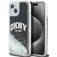 Etui i futerały do telefonów - Oryginalne Etui IPHONE 13 / 14 / 15 DKNY Hardcase Liquid Glitter Big Logo (DKHCP15SLBNAEK) czarne - miniaturka - grafika 1