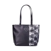 Torebki damskie - Torebka damska w wężowy wzór, 35 x 29 x 14 cm, czarna - miniaturka - grafika 1